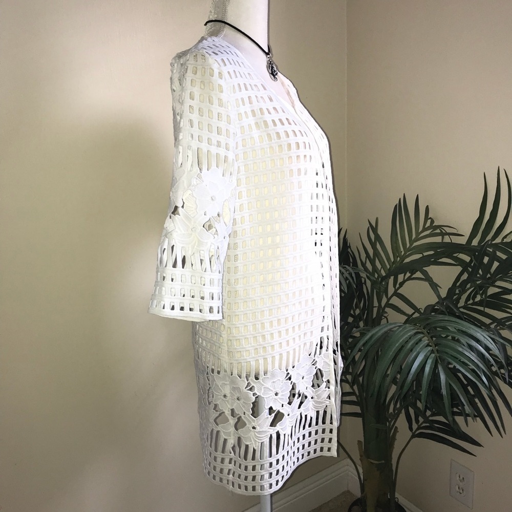 Feratelli Long Off White Cut Out Womens White Cardigan S* - Picture 7 of 7